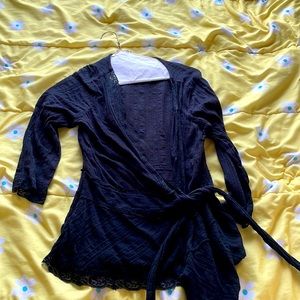Black wrap around lace cardigan